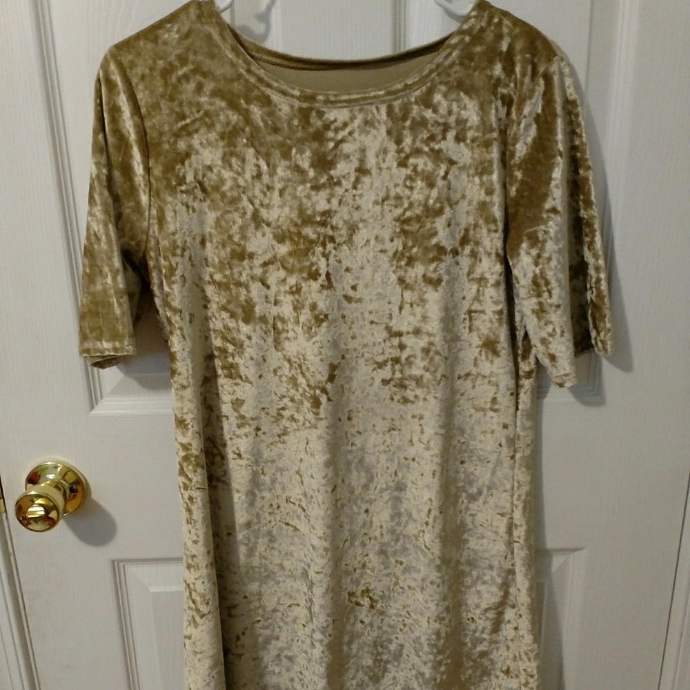 Velvet Material - Gold Shift Dress